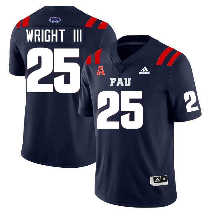 Florida Atlantic Owls #25 Mike Wright III College Football Jerseys Stitched-Navy